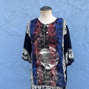 70s  Batik Shirt Indonesian Clothing Size S/M unisex